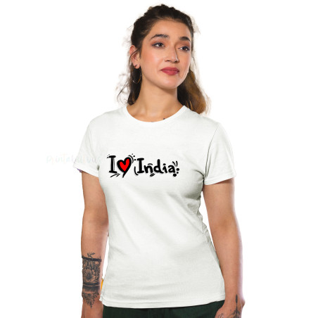 I Love My India T-Shirt Pure Cotton Half Sleeve Round Neck T-Shirts For Adult D4