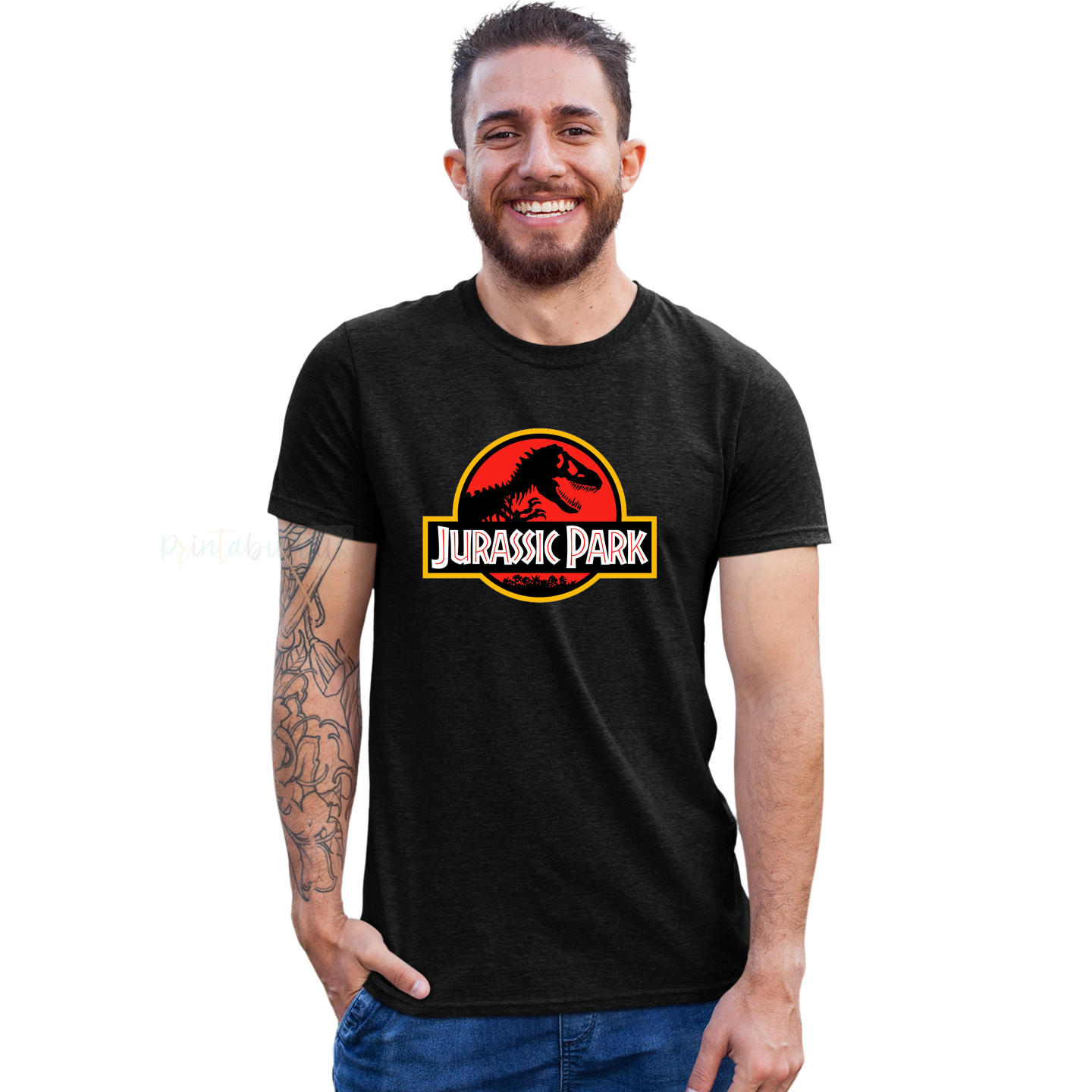 Jurassic Park T-Shirt  Half Sleeve Round Neck T-Shirt D3