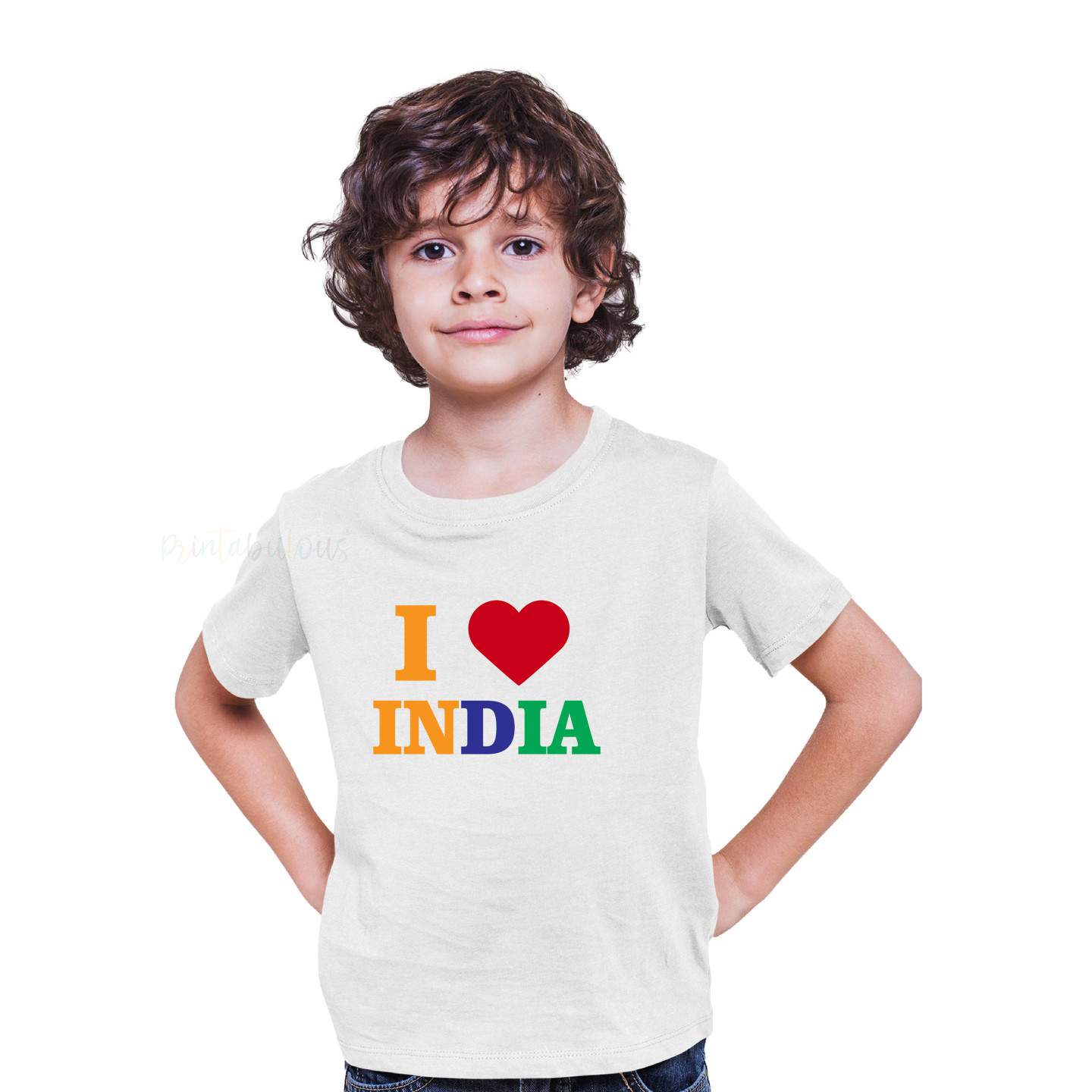 I Love My India T-Shirt Pure Cotton Half Sleeve Round Neck T-Shirts For Kids D1