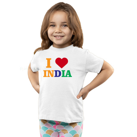 I Love My India T-Shirt Pure Cotton Half Sleeve Round Neck T-Shirts For Kids D1