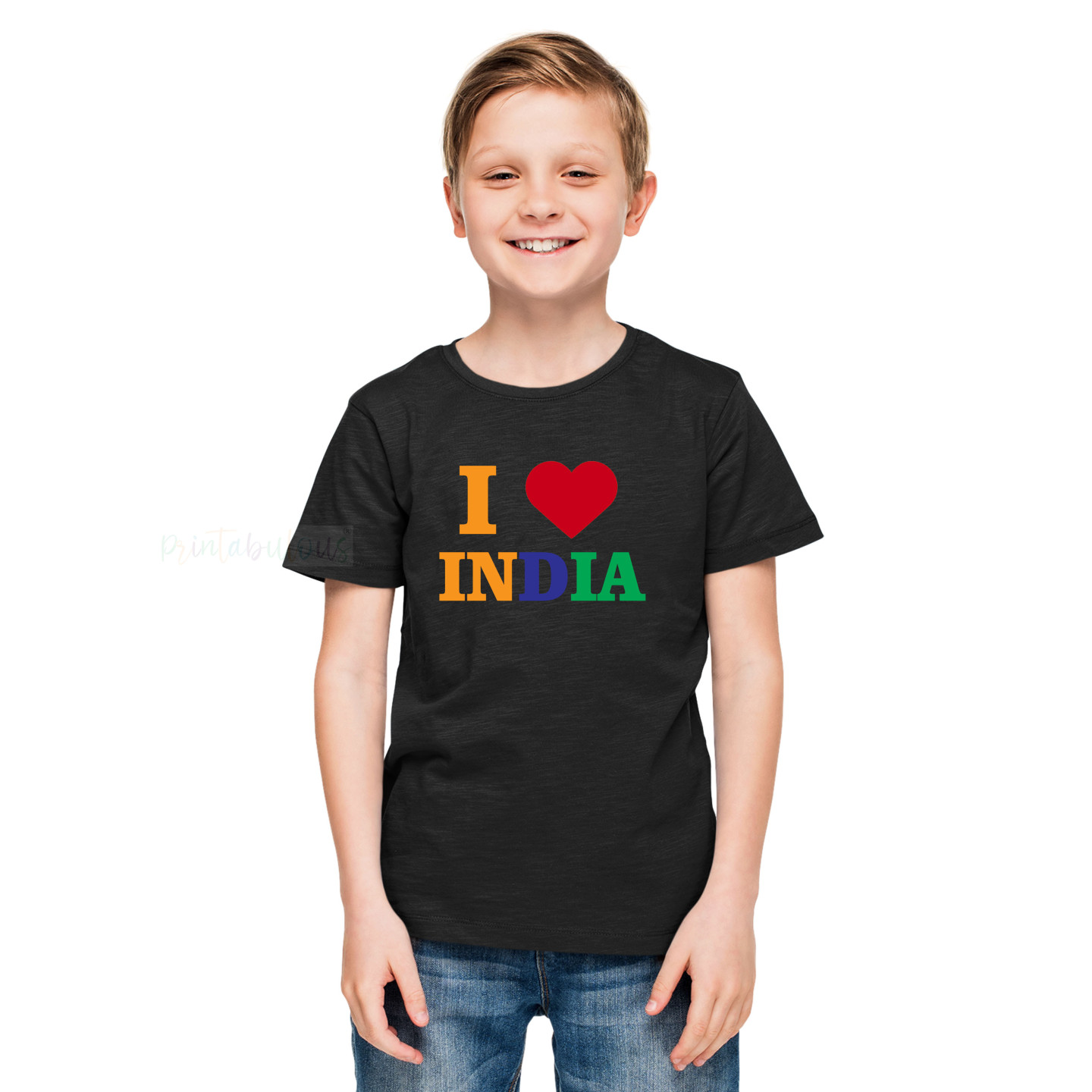 I Love My India T-Shirt Pure Cotton Half Sleeve Round Neck T-Shirts For Kids D1