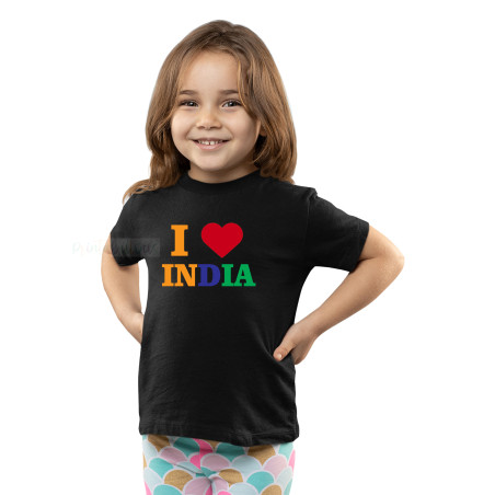 I Love My India T-Shirt Pure Cotton Half Sleeve Round Neck T-Shirts For Kids D1