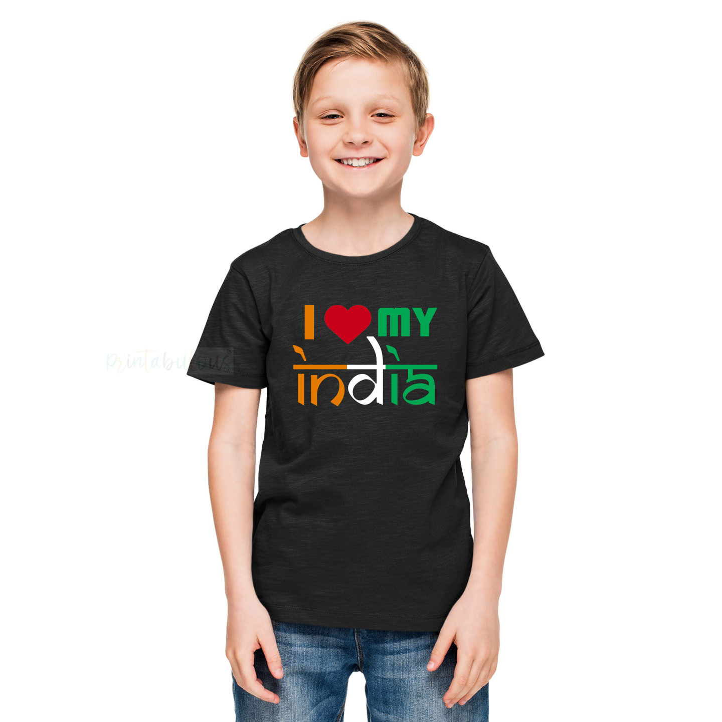 I Love My India T-Shirt Pure Cotton Half Sleeve Round Neck T-Shirts For Kids D2