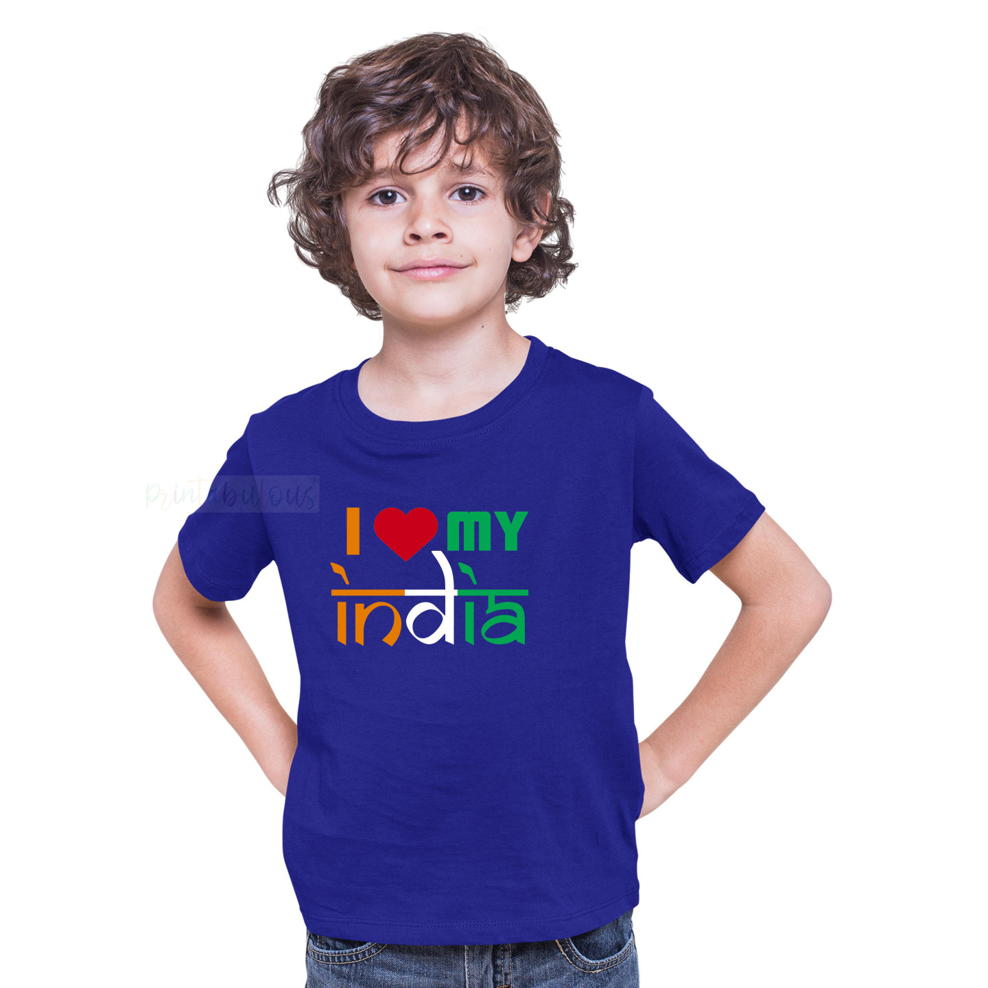 I Love My India T-Shirt Pure Cotton Half Sleeve Round Neck T-Shirts For Kids D2