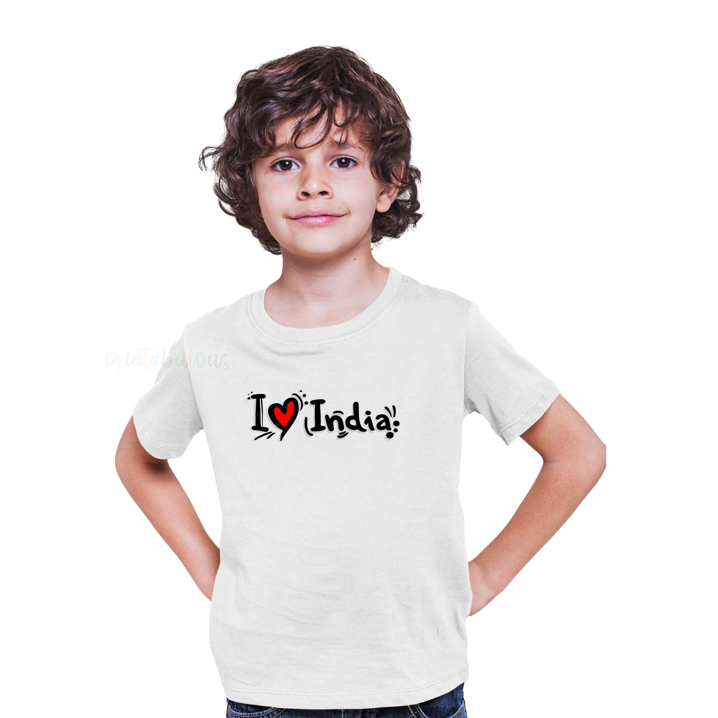 I Love My India T-Shirt Pure Cotton Half Sleeve Round Neck T-Shirts For Kids D4