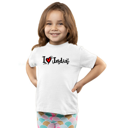 I Love My India T-Shirt Pure Cotton Half Sleeve Round Neck T-Shirts For Kids D4