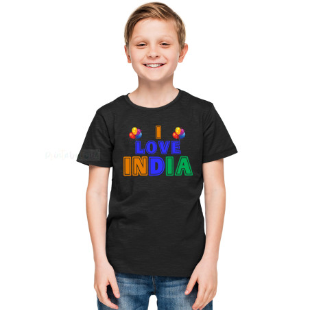 I Love My India T-Shirt Pure Cotton Half Sleeve Round Neck T-Shirts For Kids D5