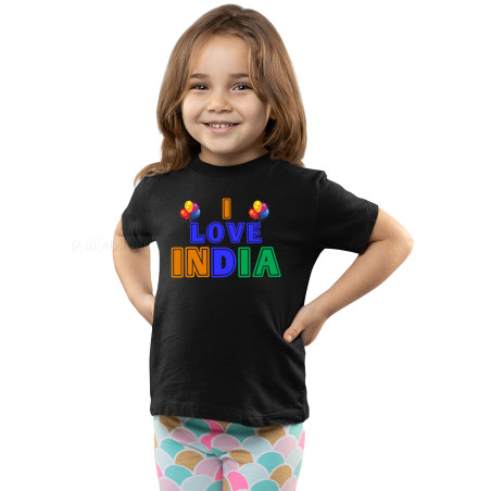 I Love My India T-Shirt Pure Cotton Half Sleeve Round Neck T-Shirts For Kids D5