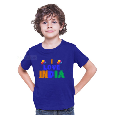 I Love My India T-Shirt Pure Cotton Half Sleeve Round Neck T-Shirts For Kids D5