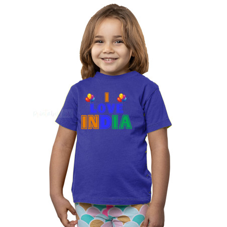 I Love My India T-Shirt Pure Cotton Half Sleeve Round Neck T-Shirts For Kids D5