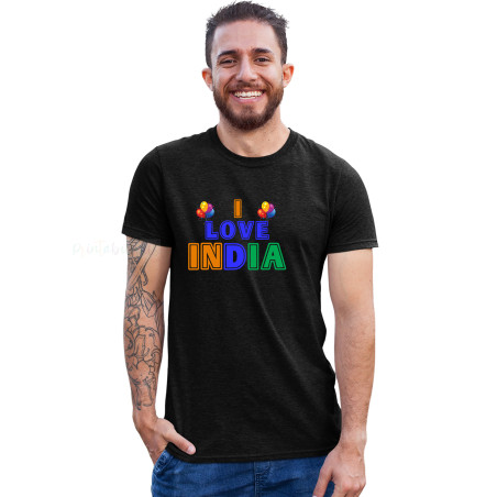 I Love My India T-Shirt Pure Cotton Half Sleeve Round Neck T-Shirts For Adult D5