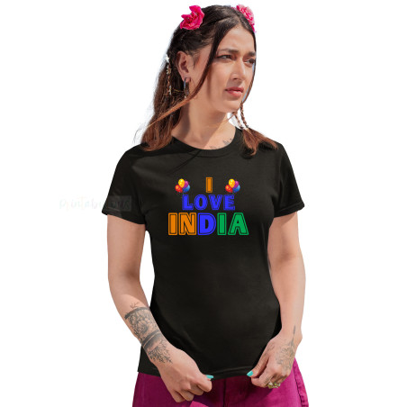 I Love My India T-Shirt Pure Cotton Half Sleeve Round Neck T-Shirts For Adult D5