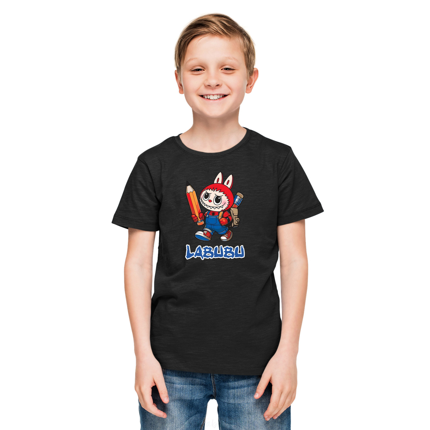 Labubu Round Neck Pure Cotton T-Shirt – Half Sleeves, Colorful Print DL10