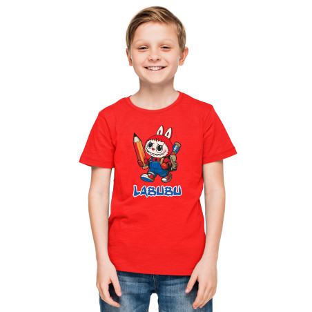 Labubu Round Neck Pure Cotton T-Shirt – Half Sleeves, Colorful Print DL10