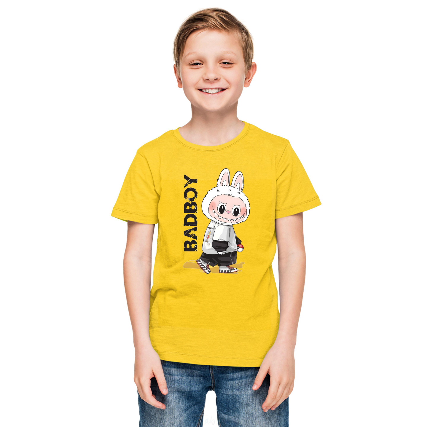 Labubu Round Neck Pure Cotton T-Shirt – Half Sleeves, Colorful Print DL11