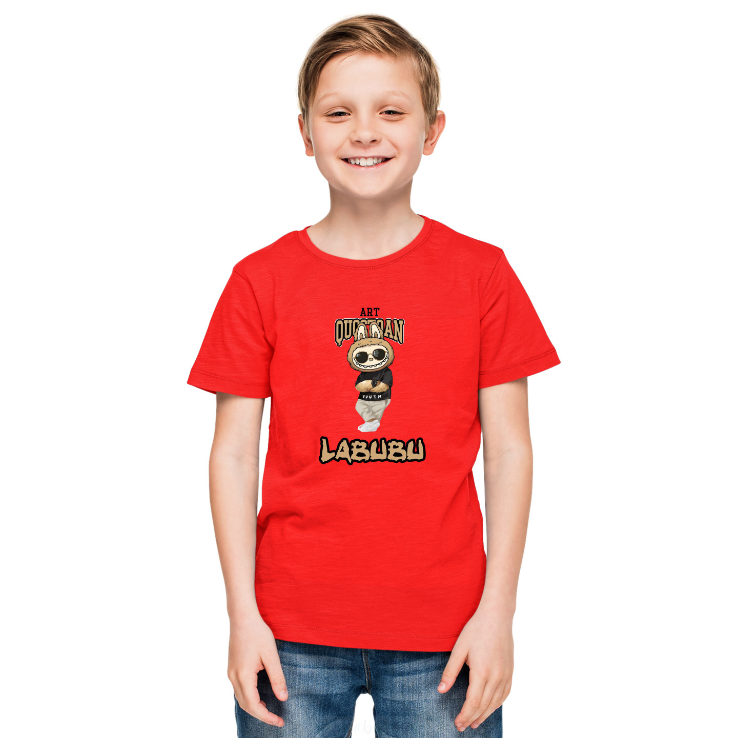 Labubu Round Neck Pure Cotton T-Shirt – Half Sleeves, Colorful Print DL12