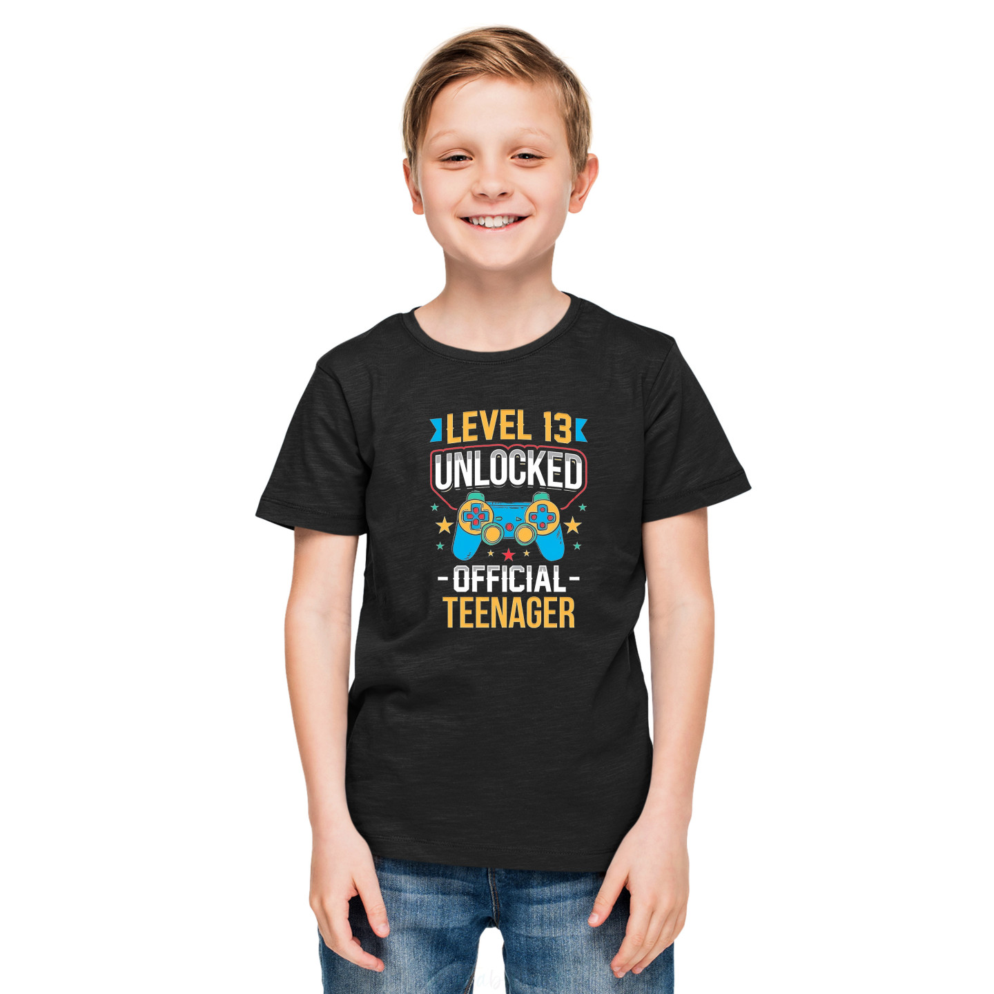 Level Thirteen Unlocked Official Teenager Pure Cotton Tee – Half Sleeves, Round Neck, Colourful Print