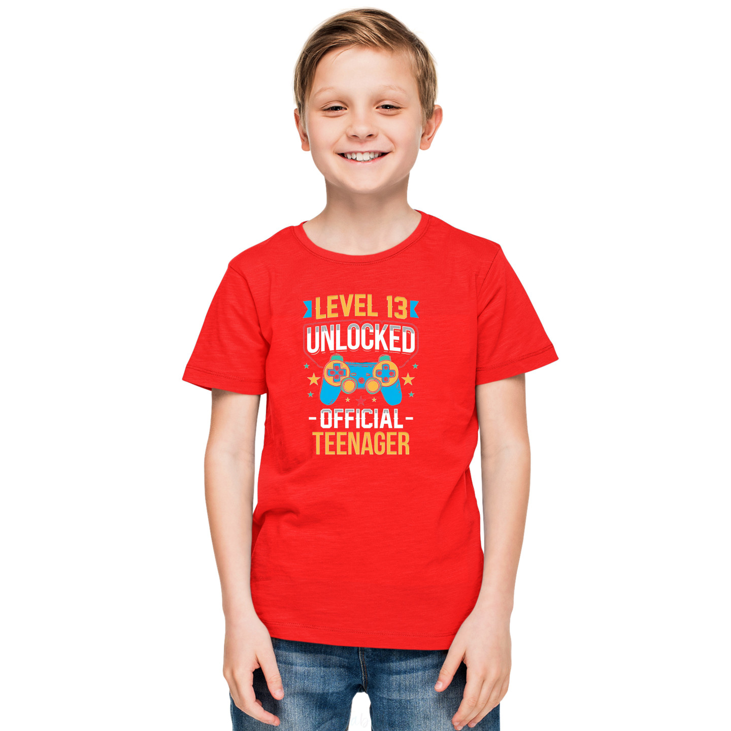 Level Thirteen Unlocked Official Teenager Pure Cotton Tee – Half Sleeves, Round Neck, Colourful Print