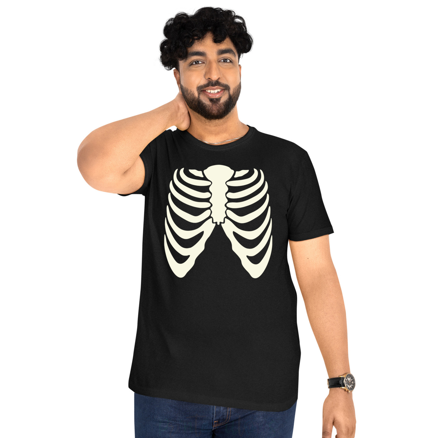 Pure Cotton Glow in the Dark T-Shirt Half Sleeves, Round Neck Adults D3