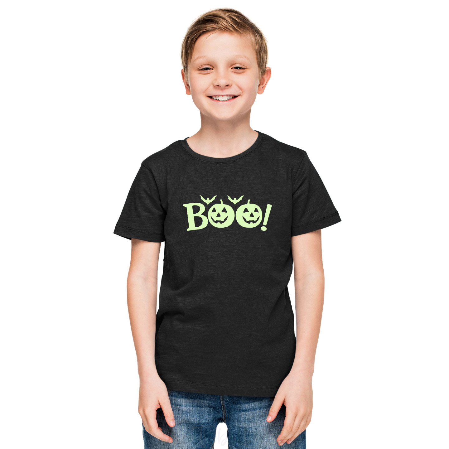 Pure Cotton Glow in the Dark T-Shirt Half Sleeves, Round Neck Kids D5