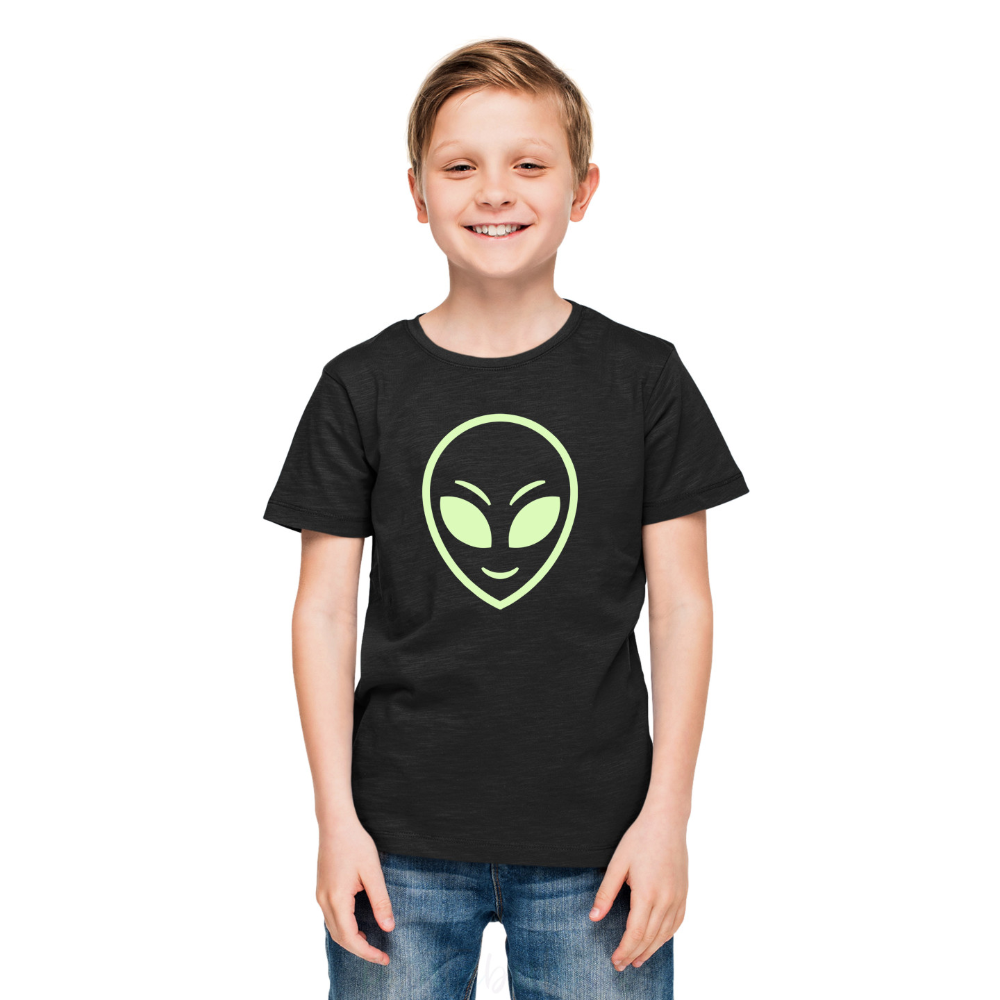 Pure Cotton Glow in the Dark T-Shirt Half Sleeves, Round Neck Kids D13