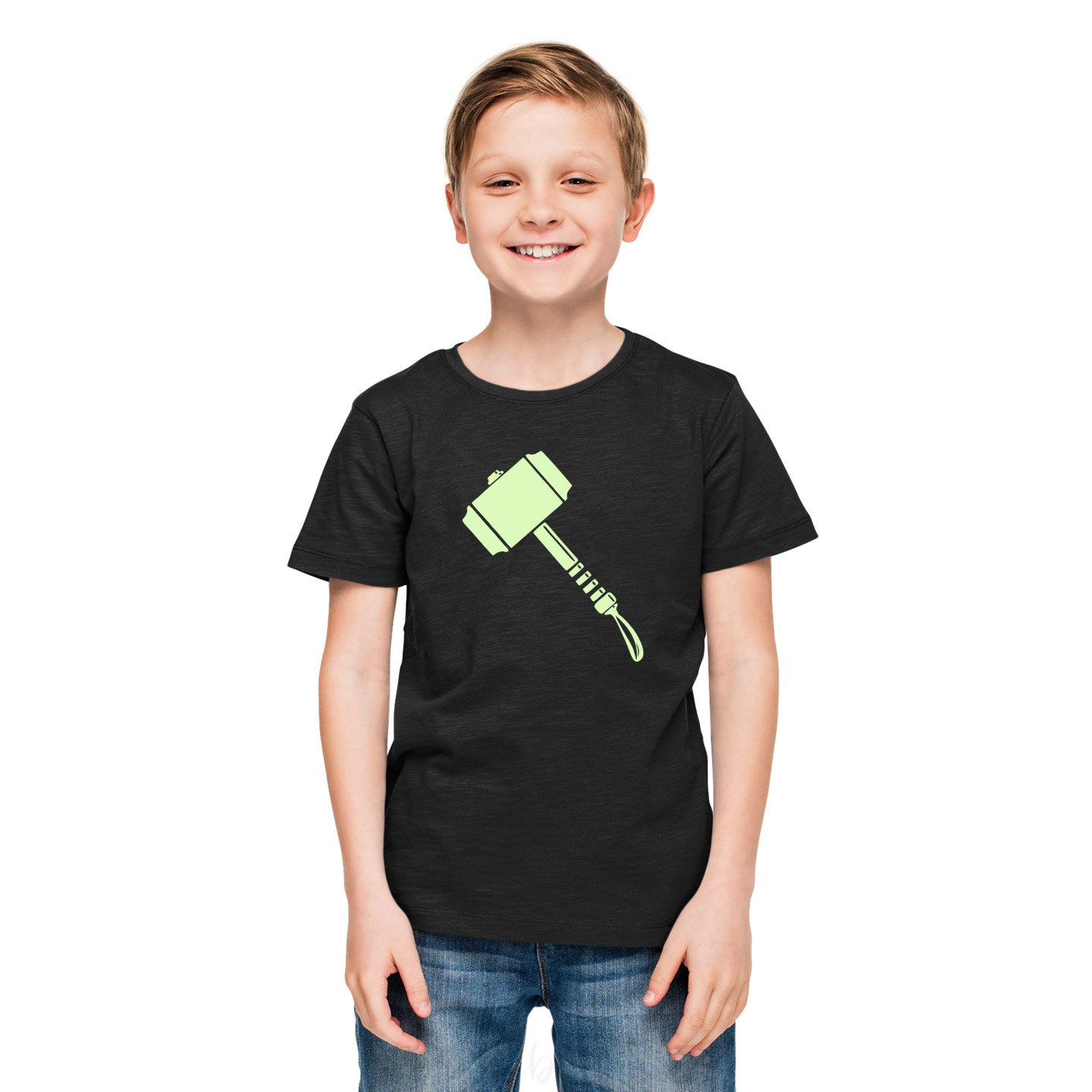 Pure Cotton Glow in the Dark T-Shirt Half Sleeves, Round Neck Kids D14