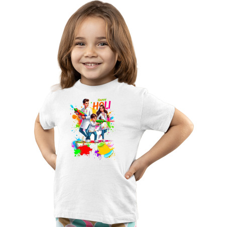Unisex Happy Holi Tshirt for Adults & Kids | Quick Dry | 1Pc | D3