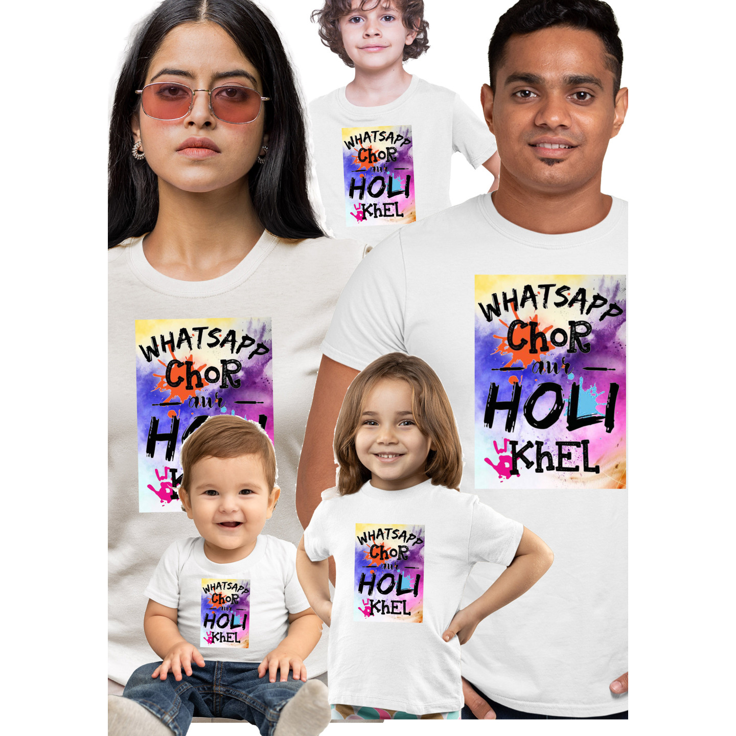 Unisex Happy Holi Tshirt for Adults & Kids | Quick Dry | 1Pc | D6