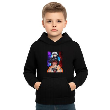 Kids Anime Character Cotton Fleece Hoodie, Pullover Hoodie with Graphic Print GOJOD14