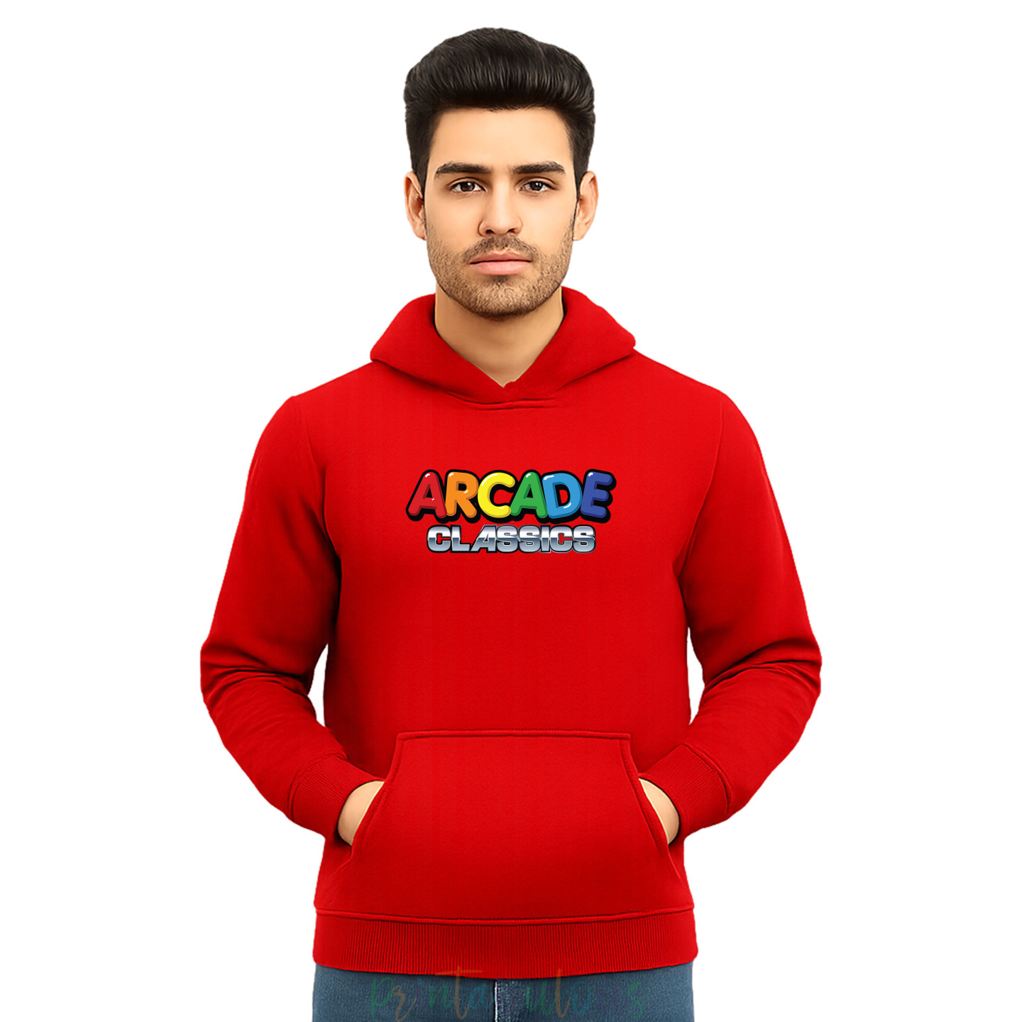 Gaming Cotton Fleece Pullover Hoodie, 90s Retro Gaming Print Hoodie Adult ArcadeD3