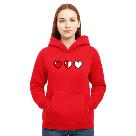 Gaming Cotton Fleece Pullover Hoodie, 90s Retro Gaming Print Hoodie Adult HeartD12