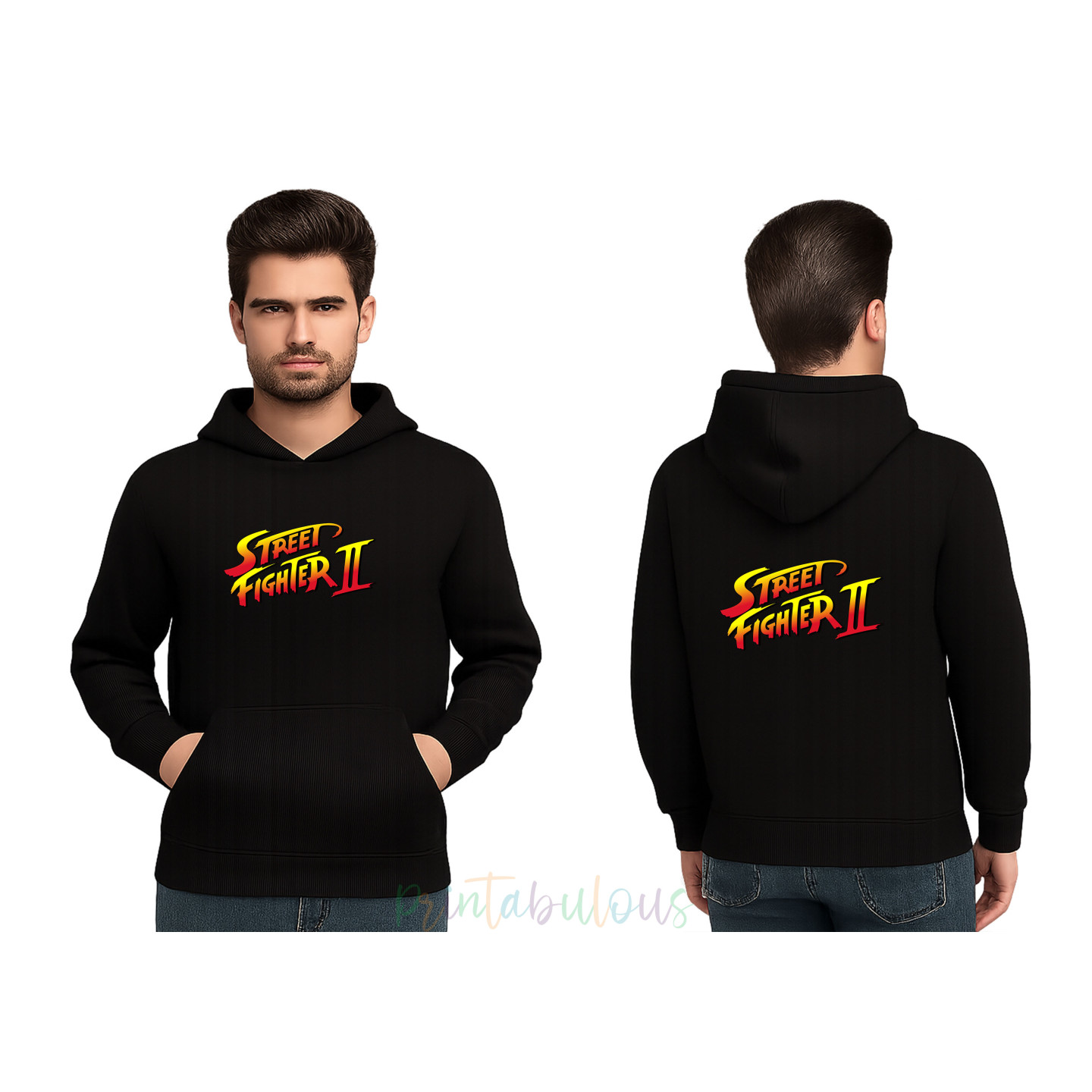 Gaming Cotton Fleece Pullover Hoodie, 90s Retro Gaming Print Hoodie Adult FighterD15