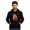Colorful Horse Print, Front Pocket, Long Sleeve Sweatshirt Hoddie