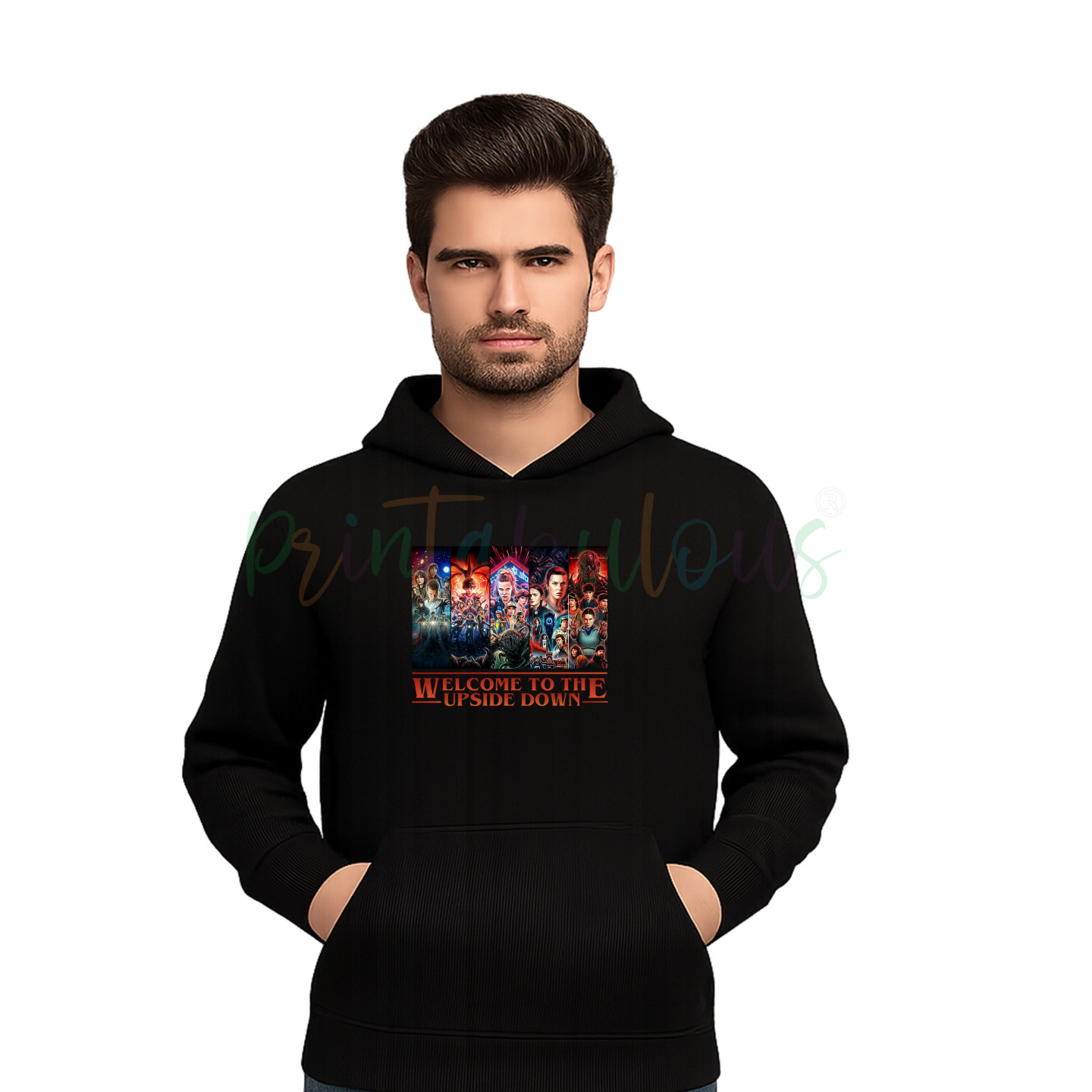 Welcome to the Upside Down Hoodie , Graphic Print, Pullover Style with Kangaroo Pocket