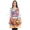 Happy Holi Printed Kurti, White with Multicolor Splash Design, 3/4 Sleeve , Festival Wear D1