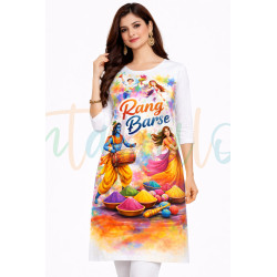 Happy Holi Printed Kurti,...