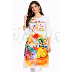 Happy Holi Printed Kurti,...