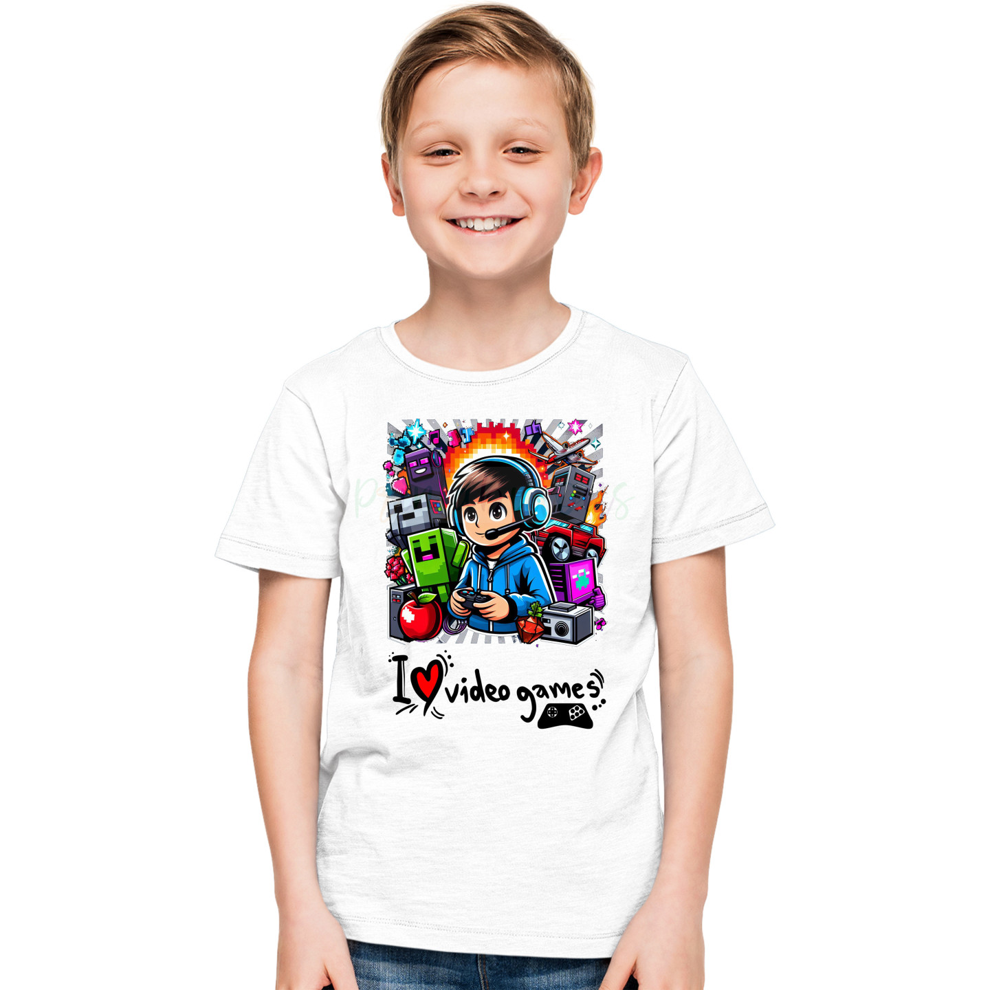 Kids Gaming Power-Up Printed Unisex T-Shirts D4